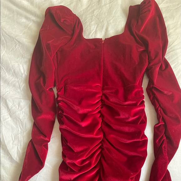 Midnight Shadows Velvet Puff Shoulders Mini Dress - Picture 8 of 8